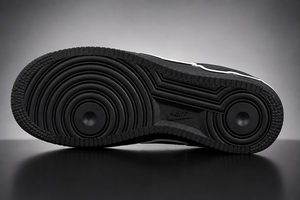 Black Air Force 1 Style Sneakers, Black & White AIR Design