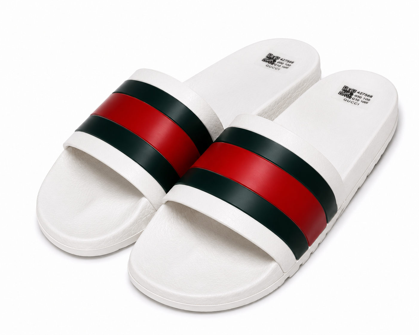 Gucci Style Slides Sandals White Red Green Size 10 Men’s