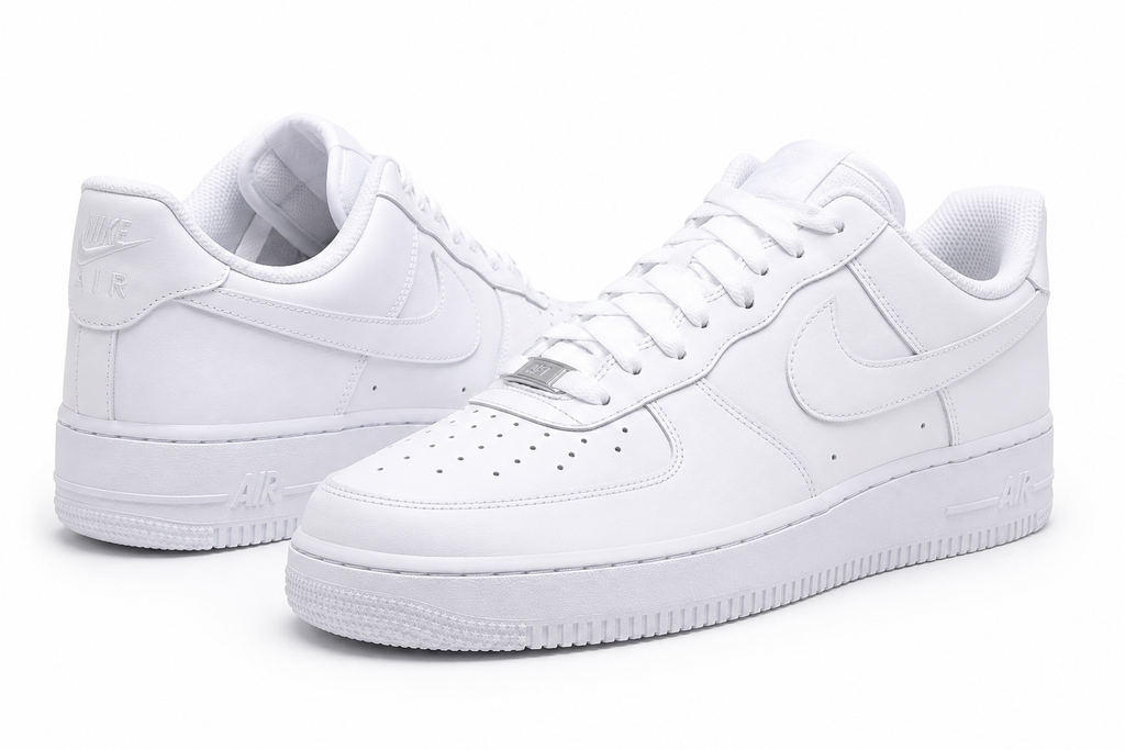 White Air Force 1 Style Sneakers, Classic All-White Casual Shoes