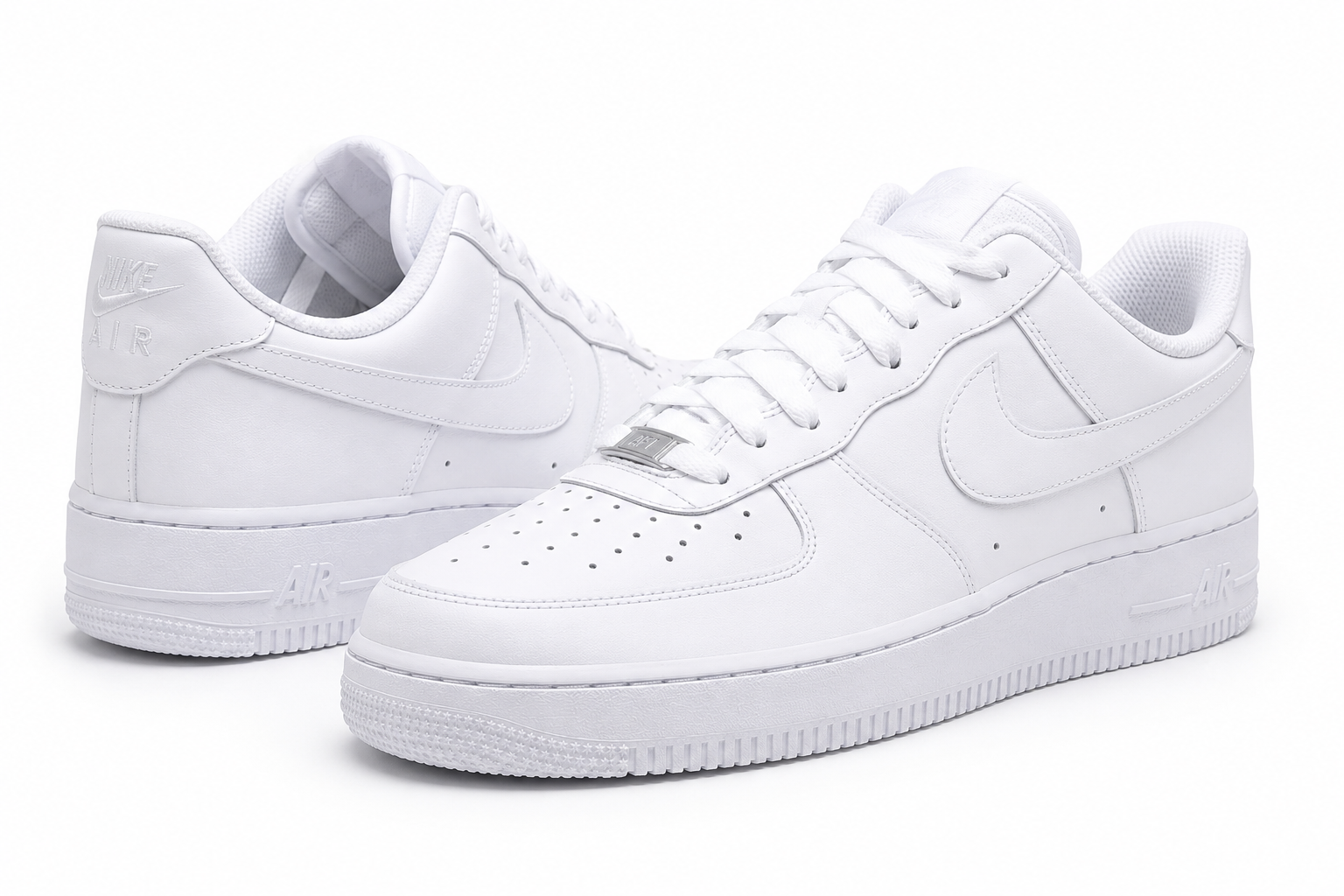 White Air Force 1 Style Sneakers, Classic All-White Casual Shoes