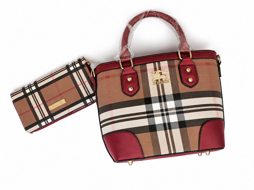 Burberry Plaid Handbag with Matching Wallet