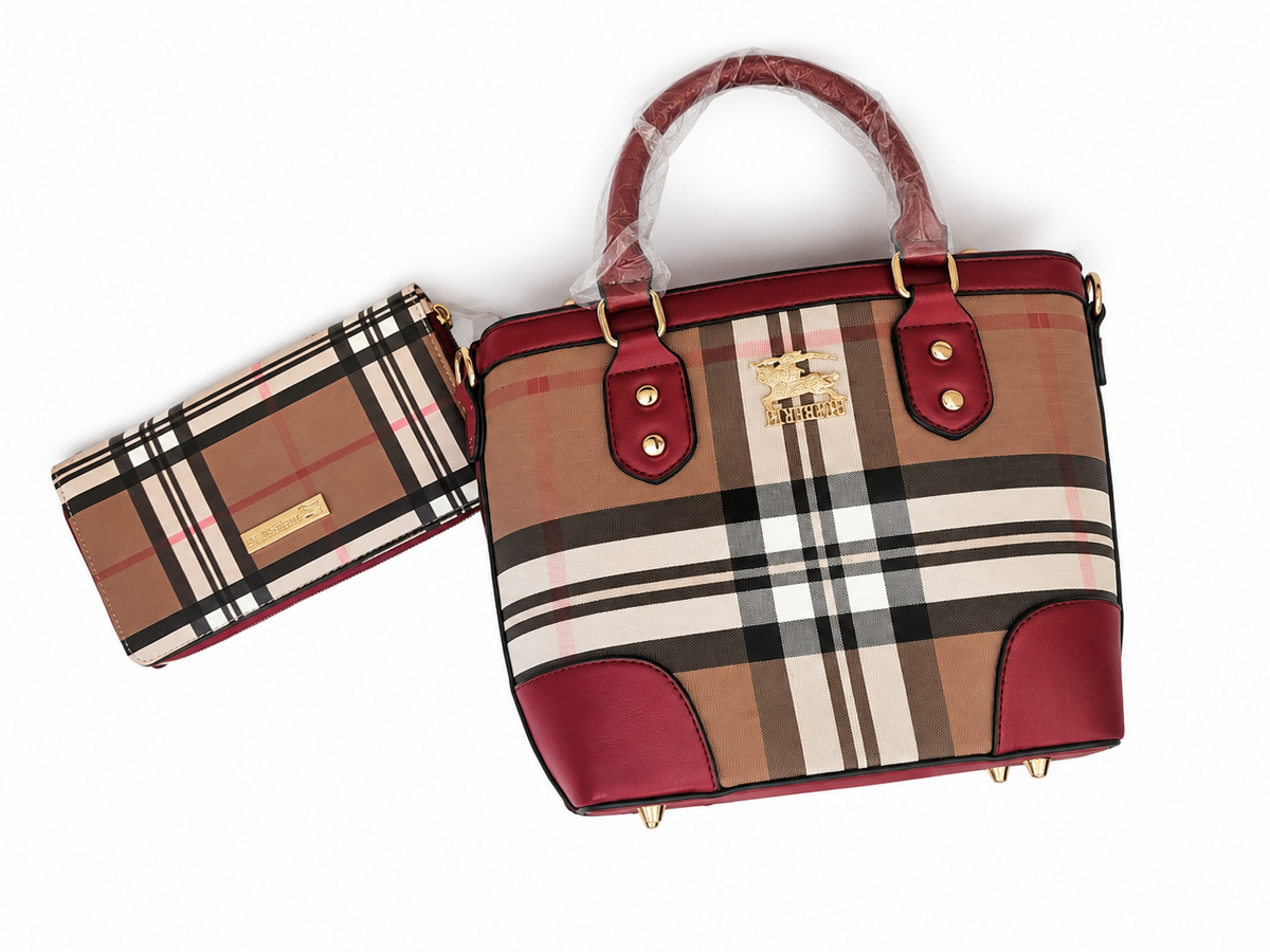 Burberry Plaid Handbag with Matching Wallet