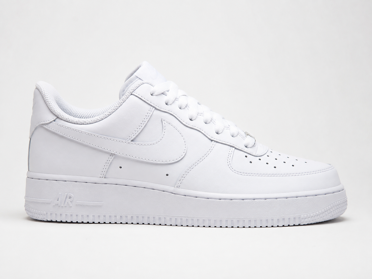 White Air Force 1 Style Sneakers, Classic All-White Casual Shoes