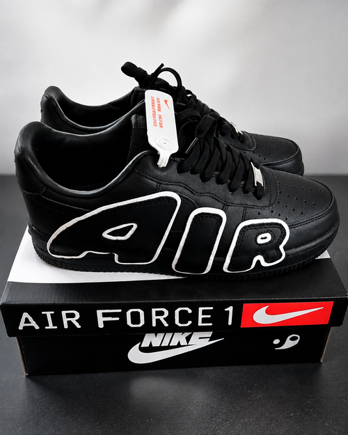 Black Air Force 1 Style Sneakers, Black & White AIR Design