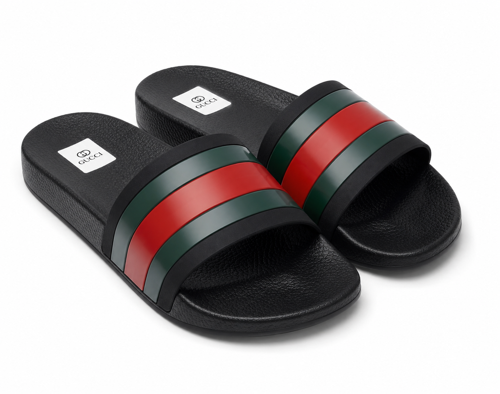 Gucci Men’s Slide Sandals Black Green Red Size 10