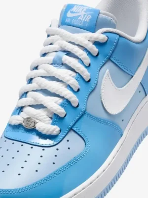 Nike Air Force 1 Low Top Blue White Lace Up Athletic Sneakers Leather Upper
