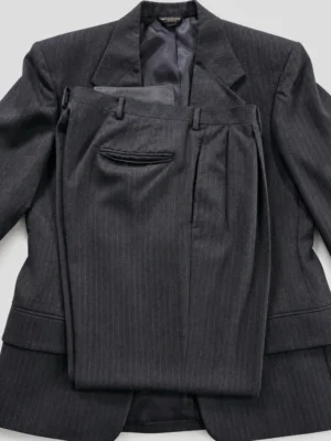Allen Bennett 100% Wool Pinstripe Suit - Made in USA - Charcoal